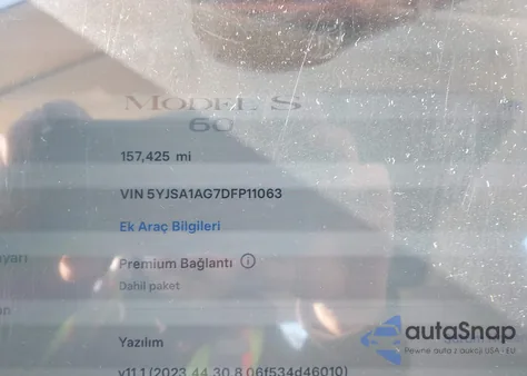 2013 Tesla Model S z USA, uszkodzony, nr VIN 5YJSA1AG7DFP11063